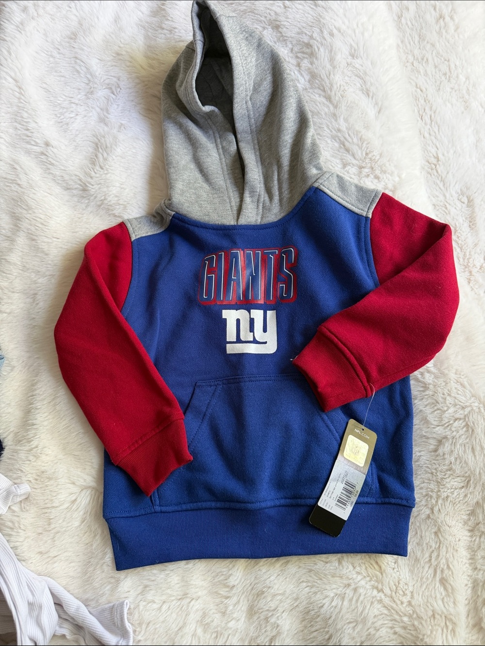 NY Giants Colorblock Kids Hoodie in Blue, Red & Gray
